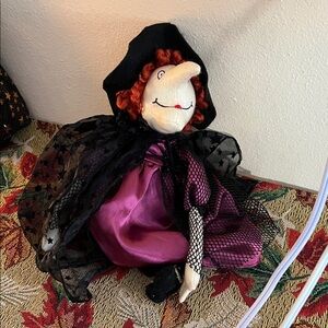 Purple Witch Doll with Black Cape